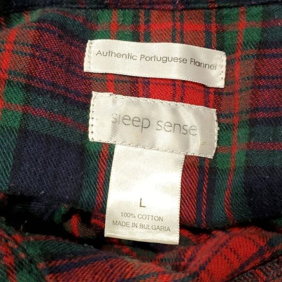 Sleep Sense Portuguese Flannel Red Plaid Long Gown Sz L - Picture 7 of 8